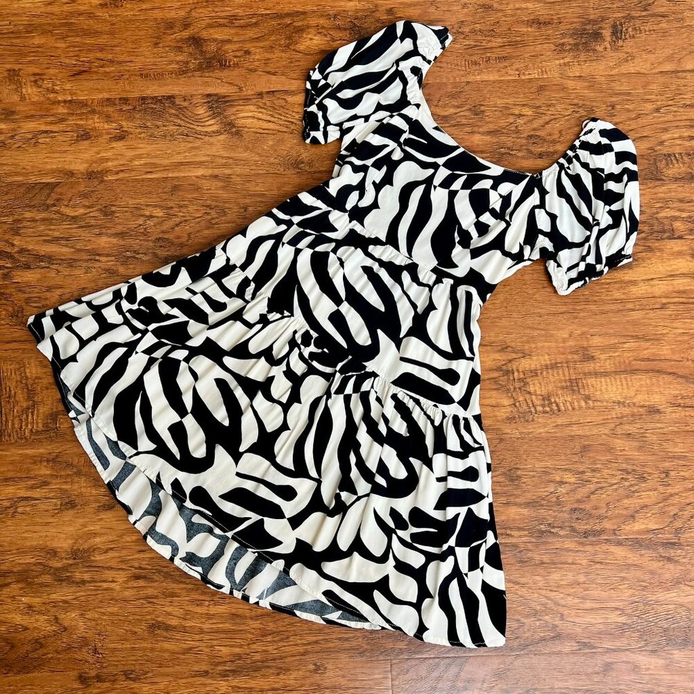 Black and White Abstract Mini Dress
